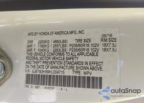 2017 Acura Rdx Technology Acurawatch Plus Packages/W/Technology Package из США, поврежденный, VIN 5J8TB3H59HL004715